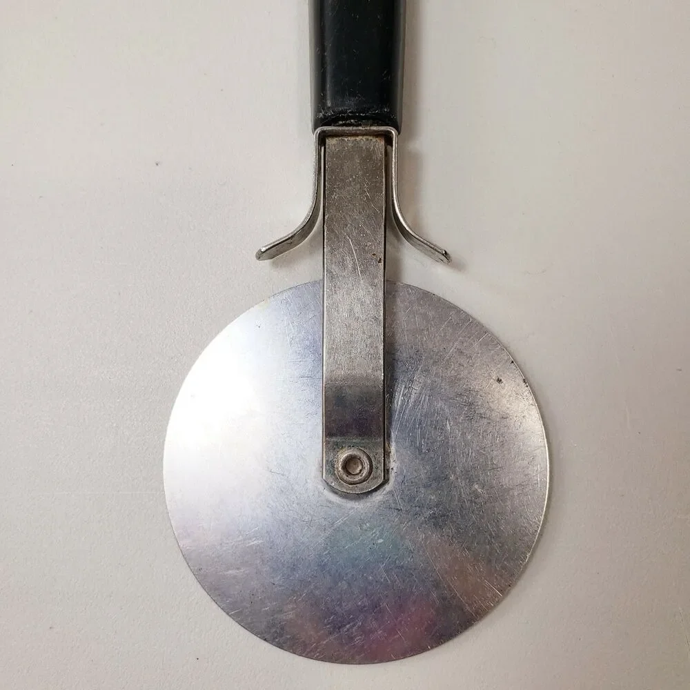 Vtg Ekco Pizza Cutter Pastry Slicer Stainless Black Plastic Handle Utensil USA